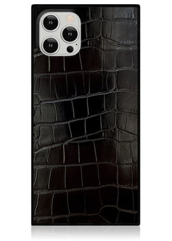 Black Crocodile Square iPhone Case #iPhone 17 Pro Max + MagSafe