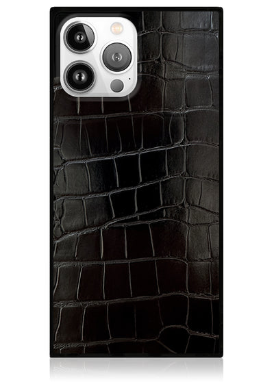 Black Crocodile Square iPhone Case #iPhone 13 Pro Max + MagSafe
