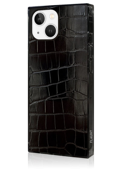 Black Crocodile Square iPhone Case #iPhone 15 Plus