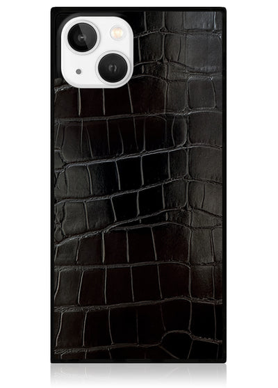 Black Crocodile Square iPhone Case #iPhone 15 Plus