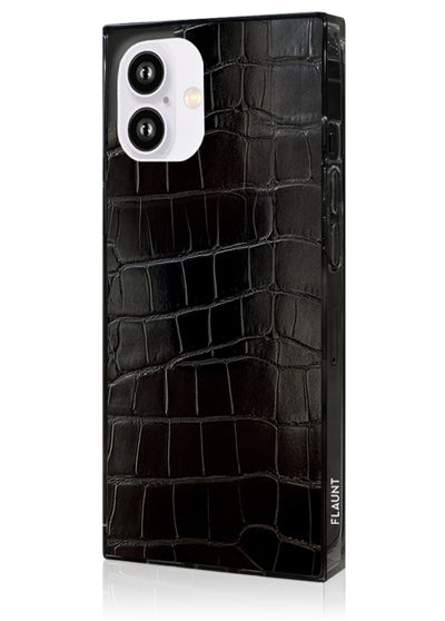 Black Crocodile Square iPhone Case #iPhone 16