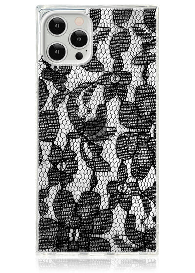 Black Lace Square iPhone Case #iPhone 12 / iPhone 12 Pro