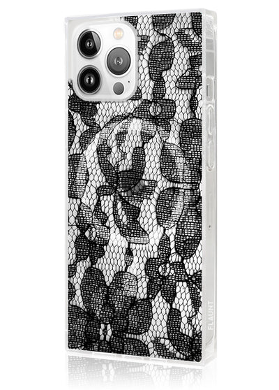 Black Lace Square iPhone Case #iPhone 13 Pro Max + MagSafe