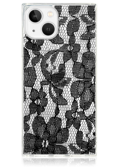 Black Lace Square iPhone Case #iPhone 14 Plus