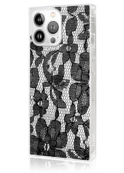 Black Lace Square iPhone Case #iPhone 14 Pro