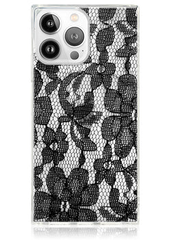 Black Lace Square iPhone Case #iPhone 15 Pro