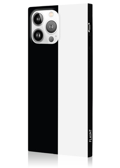 Black and White Colorblock Square iPhone Case #iPhone 14 Pro Max + MagSafe