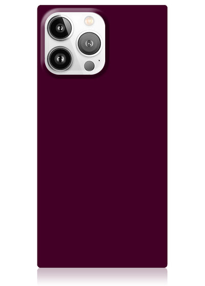 Burgundy Square iPhone Case #iPhone 15 Pro + MagSafe