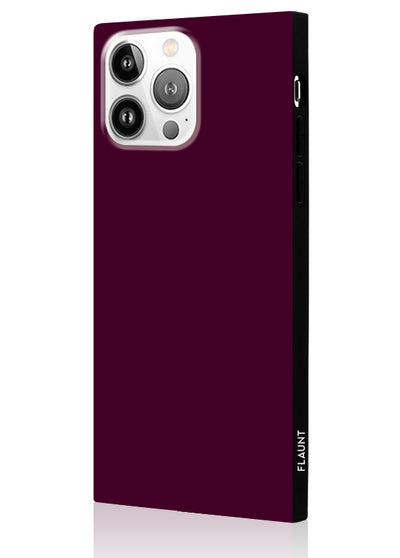 Burgundy Square iPhone Case #iPhone 15 Pro Max + MagSafe