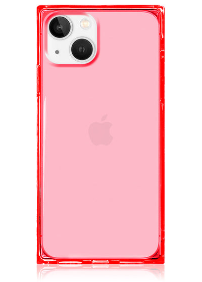 Clear Neon Pink Square iPhone Case #iPhone 14 Plus