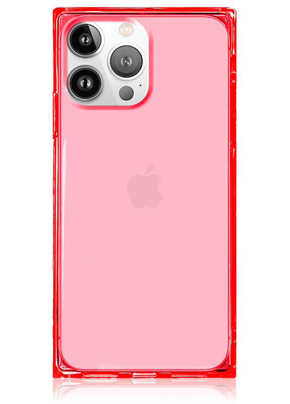 FLAUNT SQUARE Clear Neon Pink iPhone Case FLAUNT SQUARE Clear Neon Pink iPhone Case