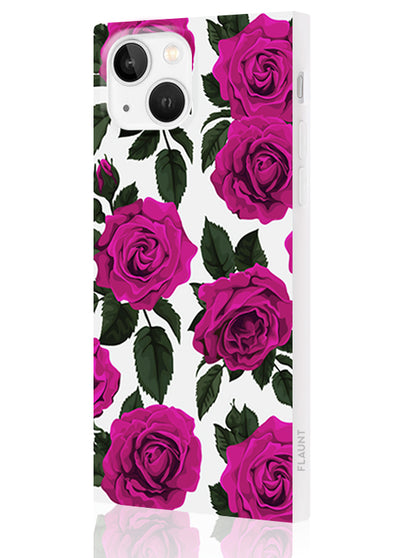 Fuchsia Rose Print Square iPhone Case #iPhone 15 Plus