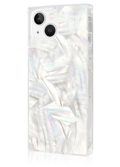 Geo White Mother of Pearl SQUARE iPhone Case #iPhone 16e/14/13