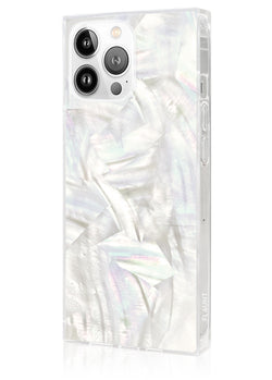 Geo White Mother of Pearl SQUARE iPhone Case #iPhone 16 Pro Max