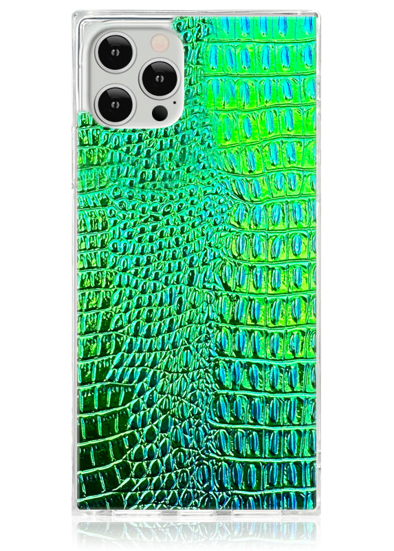 Green Iridescent Crocodile SQUARE® iPhone Case Green Iridescent Crocodile SQUARE® iPhone Case