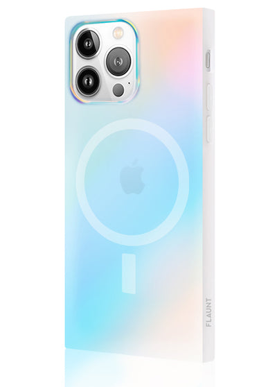 Iridescent Satin Square iPhone Case #iPhone 15 Pro Max + MagSafe