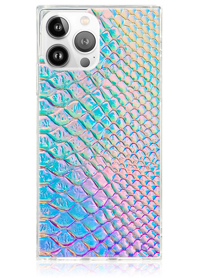 Iridescent Crocodile Square iPhone Case #iPhone 13 Pro + MagSafe