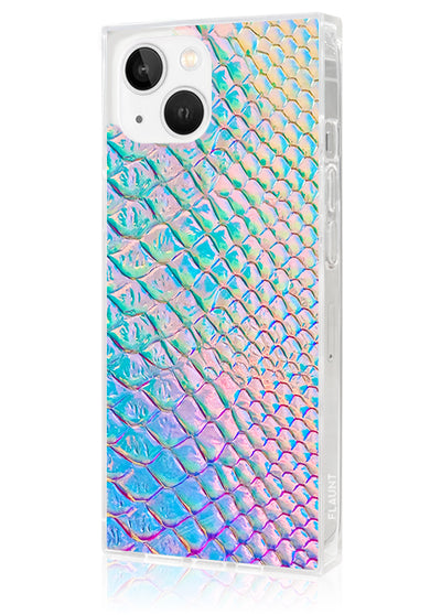 Iridescent Crocodile Square iPhone Case #iPhone 14 Plus + MagSafe