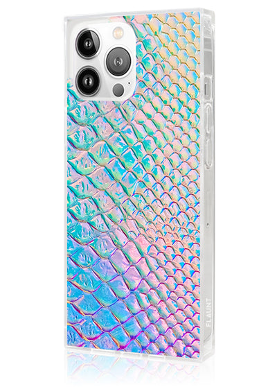 Iridescent Crocodile Square iPhone Case #iPhone 15 Pro Max + MagSafe