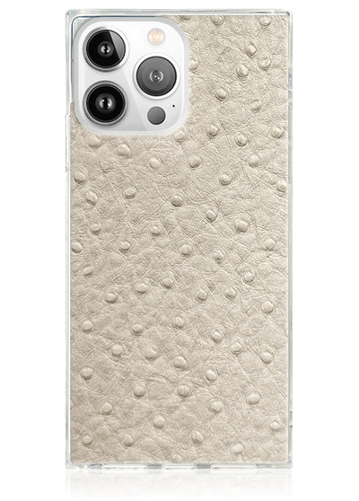 Ivory Ostrich Square iPhone Case #iPhone 15 Pro + MagSafe