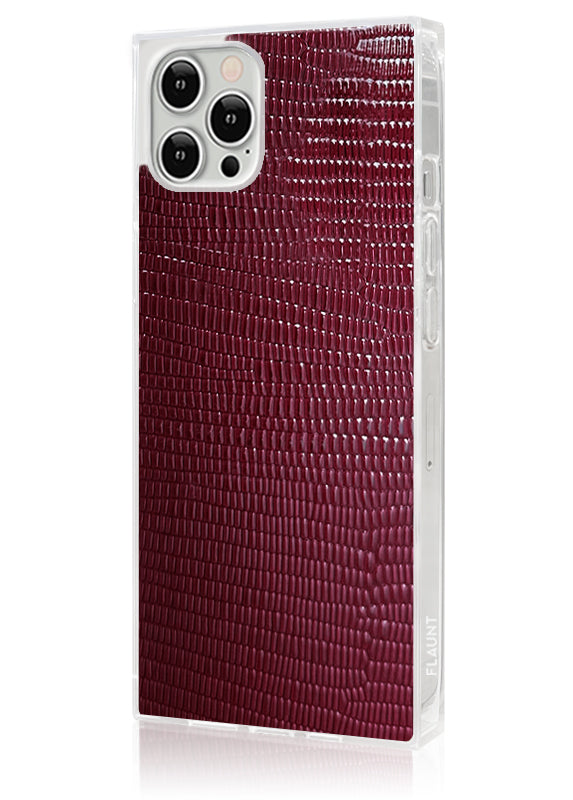 Burgundy Lizard Faux Leather SQUARE® iPhone Case FLAUNT cases