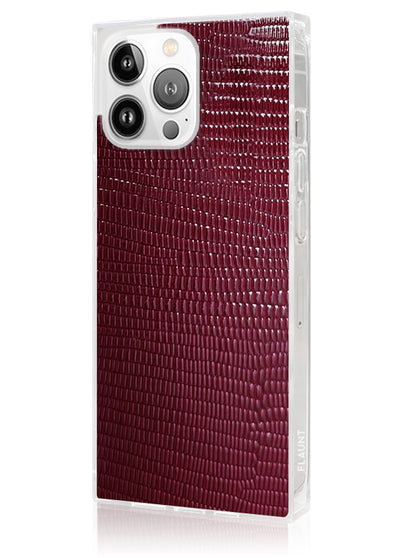 Maroon Lizard Square iPhone Case #iPhone 15 Pro + MagSafe