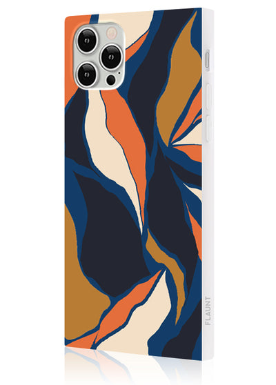 Navy Blossom Square iPhone Case #iPhone 12 / iPhone 12 Pro