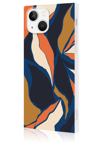 Navy Blossom Square iPhone Case #iPhone 17e/16e/14/13