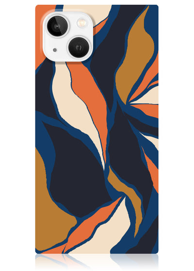 Navy Blossom Square iPhone Case #iPhone 17e/16e/14/13