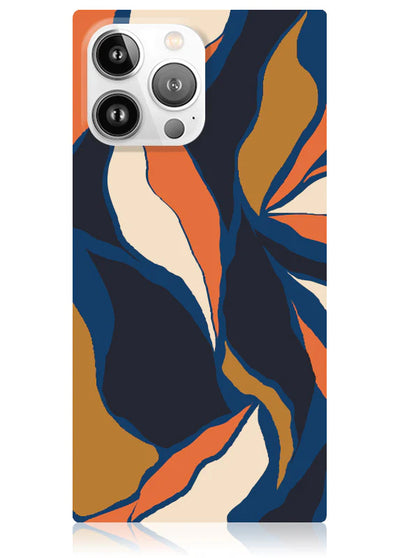 Navy Blossom Square iPhone Case #iPhone 15 Pro