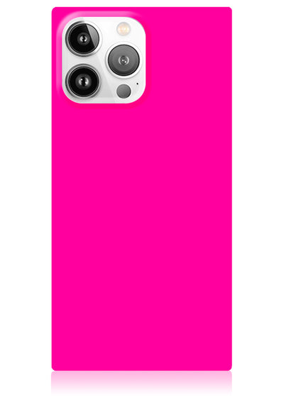 Neon Pink Square iPhone Case #iPhone 15 Pro + MagSafe