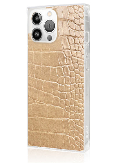 Tan Crocodile Square iPhone Case #iPhone 14 Pro Max