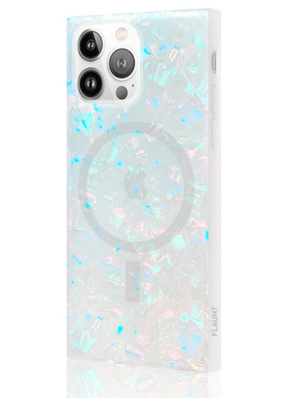 Opal Shell Square iPhone Case #iPhone 15 Pro Max + MagSafe