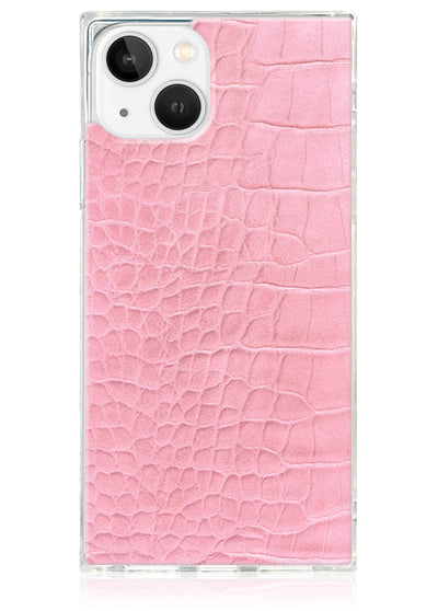 Pink Crocodile Square iPhone Case #iPhone 14 Plus