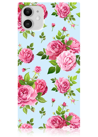 Pink Rose Bouquet Square iPhone Case #iPhone 11