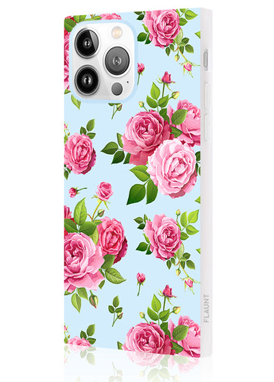 Pink Rose Bouquet Square iPhone Case #iPhone 14 Pro + MagSafe
