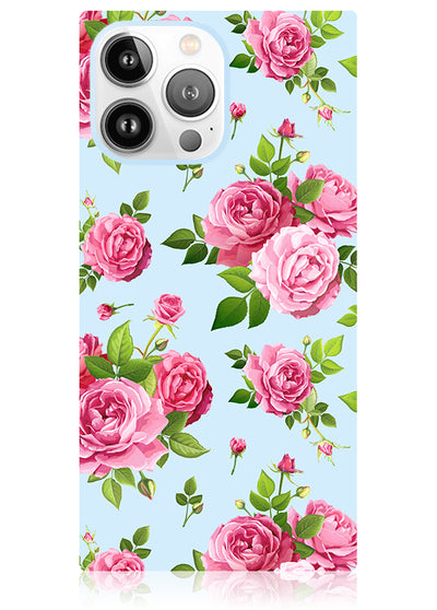Pink Rose Bouquet Square iPhone Case #iPhone 14 Pro