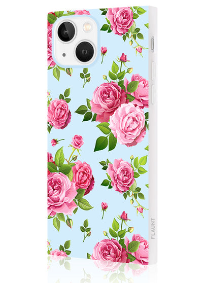 Pink Rose Bouquet Square iPhone Case #iPhone 15 Plus