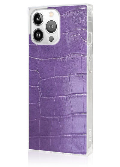 Purple Crocodile Square iPhone Case #iPhone 14 Pro Max + MagSafe