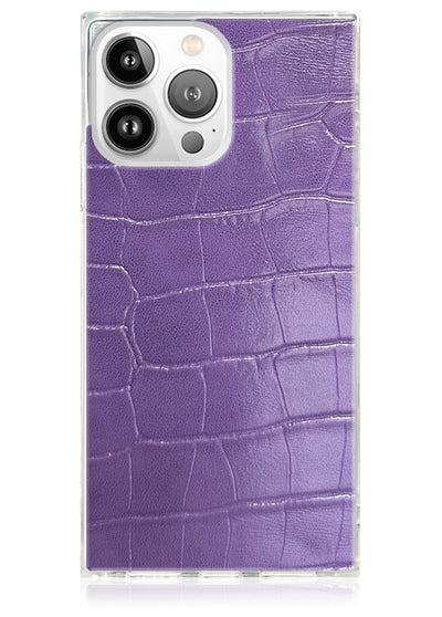 Purple Crocodile Square iPhone Case #iPhone 14 Pro Max + MagSafe