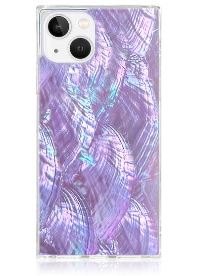 Purple Mother of Pearl Square iPhone Case #iPhone 14 Plus