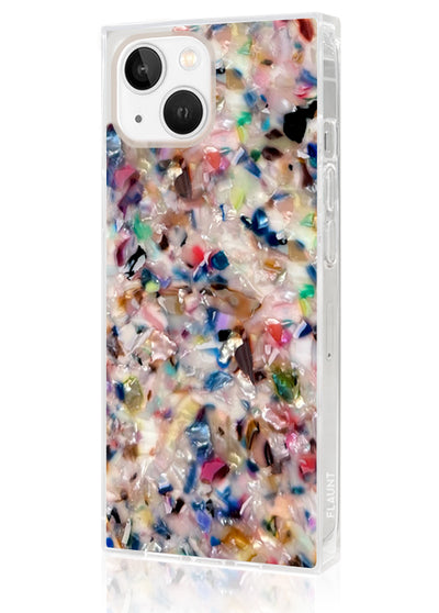 Rainbow Confetti Tortoise SQUARE Phone Case #iPhone 16e/14/13