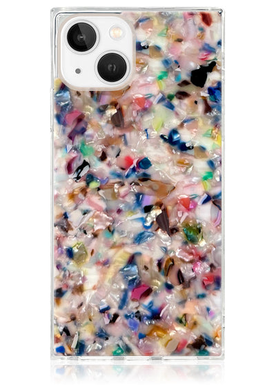 Rainbow Confetti Tortoise SQUARE Phone Case #iPhone 16e/14/13
