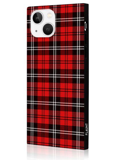 Red Plaid Square iPhone Case #iPhone 15 Plus