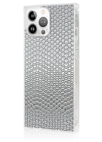 ["Silver", "Metallic", "Snakeskin", "Faux", "Leather", "Square", "iPhone", "Case", "#iPhone", "13", "Pro"]