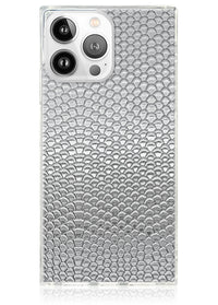 ["Silver", "Metallic", "Snakeskin", "Faux", "Leather", "Square", "iPhone", "Case", "#iPhone", "15", "Pro"]