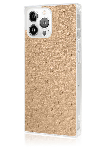 Tan Ostrich SQUARE iPhone Case #iPhone 13 Pro Max + MagSafe