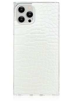 White Crocodile Square iPhone Case #iPhone 17 Pro Max + MagSafe