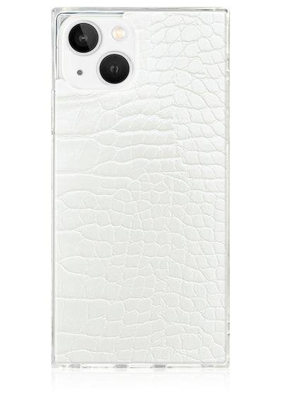 White Crocodile Square iPhone Case #iPhone 17e/16e/14/13 + MagSafe