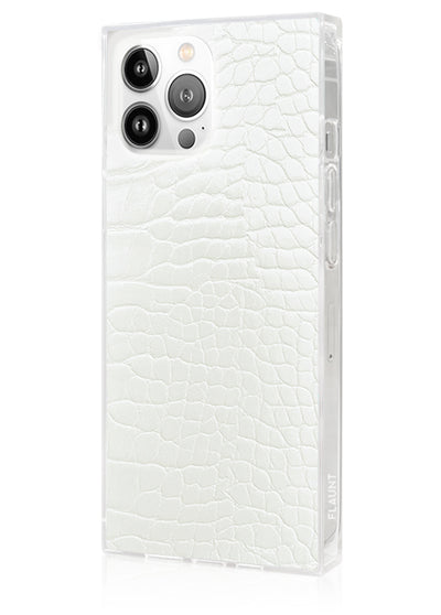 White Crocodile Square iPhone Case #iPhone 13 Pro + MagSafe